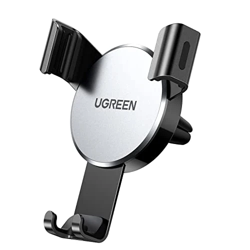 UGREEN Supporto Telefono Auto Gravità in Alluminio, Porta Cellulare Macchina per Bocchette d'Aria, Compatibile con iPhone 17 Pro Max Air/16/15/14; Galaxy S25/S24; google pixel 10/9/8, Grigio
