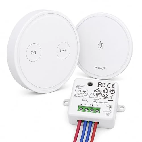 Oferta limitada: LoraTap Interruptor Inalámbrico RF 868MHz, Kit 1 Mando + 1 Receptor | Sin WiFi ni obras | 30 m interior / 90–120 m exterior | 10 A · 2300 W | Pila CR2032 | Garantía 2 años de 19.99 € a 19.99 € (ahorro 0.00%)