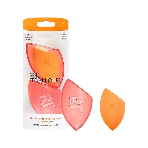 Oferta limitada: REAL TECHNIQUES Miracle Complexion Sponge & Travel - Esponja Aplicadora con Funda, Naranja de 8.99 € a 5.36 € (ahorro 40%)