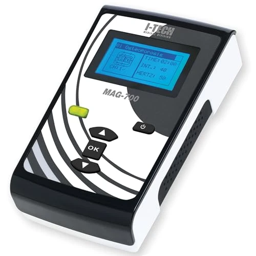 I-Tech MAG 700, pour Magnétothérapie Domestique et Professionnelle, 1 canal, 11 Programmes, Intensité jusqu'à 70 gauss, Fréquence de 5 à 100 Hz, avec Bande Élastique Thérapeutique à 2 Solénoïdes