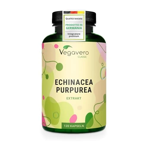 Vegavero Echinacea (purpurea) Extrakt, 750mg | Laborgeprüft | 120 Kapseln | Vegan und ohne chemische Zusätze wie Magnesiumstearat