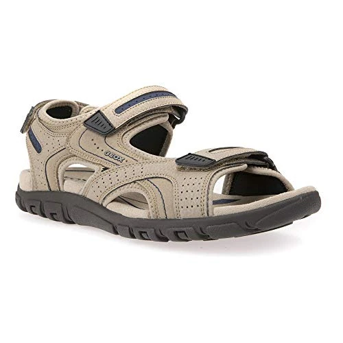 Geox Uomo Sandal Strada D, Sandali Uomo, Beige Blu Sand Navy, 44 EU