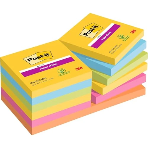Tijdelijke aanbieding: Post-it Super Sticky Notes – 1080 vellen, dubbel zoveel kleefkracht, zelfklevende notities voor muren en desktopmonitoren, multifunctionele plaknotities in levendige kleuren voor organisatie en van 30.00 € naar 30.00 € (0.00% kortin