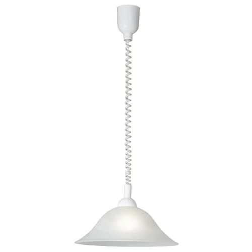 Offerta a tempo: Eglo Lampada a sospensione Albany, lampada a sospensione con cavo a spirale, regolabile in altezza, lampada da soggiorno sospesa in vetro alabastro e plastica, bianca, lampada da tavolo E27 - 0.00% da 32.90 € a 32.90 €