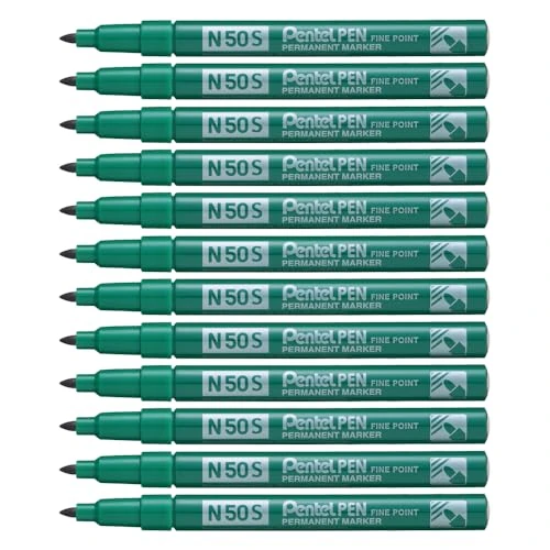 Offre limitee: Pentel N50S-D Lot de 12 marqueurs permanents à pointe ogive Vert de 12.00 EUR a 12.00 EUR (economie 0%)