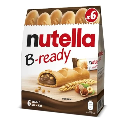 Offerta a tempo: Nutella B-ready - 6 Snack Dolci Monoporzione, Croccante Cialda di Pane con un Cremoso Ripieno di Nutella, 132 gr - 17% da 2.39 € a 1.99 €