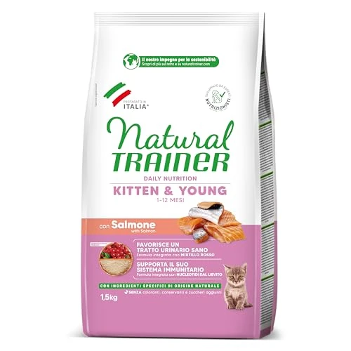 Trainer Kitten Cibo per Gattino, 1 a 12 Mesi, con Salmone, 1.5 kg, packaging may vary