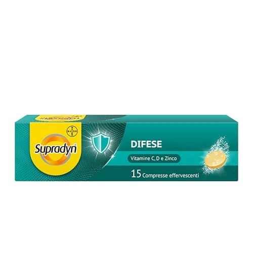 Offerta a tempo: Supradyn Difese Integratore Multivitaminico con Vitamina D3, C, Zinco, Integratore Difese Immunitarie Adulti, Multivitamine per Sistema Immunitario, 15 Compresse Effervescenti Gusto Arancia - 34% da 16.50 € a 10.89 €