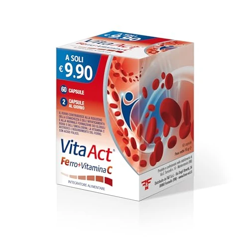 Vita Act Ferro + Vitamina C, Integratore Alimentare a base di Ferro, Confezione da 60 capsule