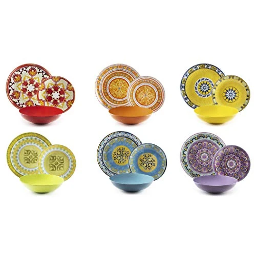 Offerta a tempo: Excelsa Etno Chic Servizio Tavola, Porcellana, Multicolore, 18 Unità - 26% da 109.10 € a 80.24 €