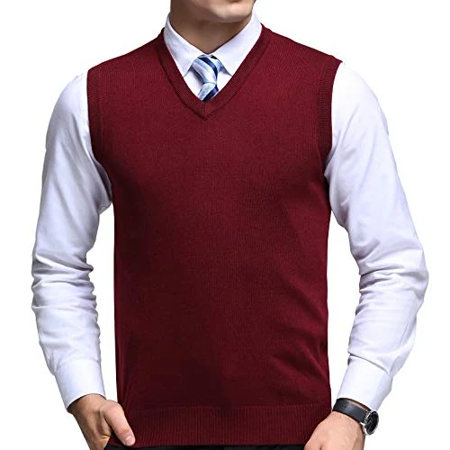Offre limitée : FULIER Homme Gilet Col en V Sans Manches Pull Classique Business Gilet Pour Homme Chemise Tricoté Débardeurs (XL, Rouge) de 33.98 € à 33.98 € (0.00% de remise)