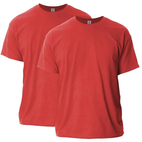 Gildan Katoenen T-shirt voor heren (2 stuks), Rood, XXL