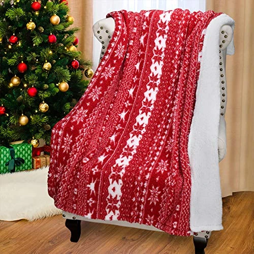 Offerta a tempo: Catalonia Classy - Coperta in pile reversibile, con motivo a fiocco di neve, 150 x 130 cm, morbida, invernale, per bambini e adulti - 19% da 26.99 € a 21.79 €