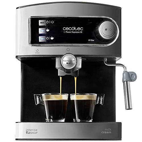 Limited-time offer: Cecotec Espresso Machine, Power Espresso 20 Manual. 850 W, 20 Bars Pressure, 1.5L Tank, Double Outlet Arm, Steam Wand, Cup Warmer Surface, Stainless Steel Finish from 109.99 £ to 109.99 £ (save 0.00%)