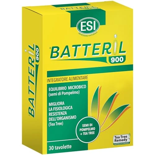 Batteril 900 - Complemento Alimenticio con Semilla de Pomelo y Árbol del Té - Antioxidante y Apoyo Fisiológico Frente a Infecciones Leve-Moderadas - Caja de 30 Tabletas
