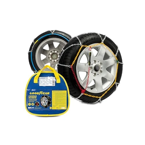 Goodyear Set of 2 x 9 mm Metallic Car Snow Chains Size 110 with Automatic Tensioner