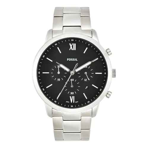 Offerta a tempo: FOSSIL Orologio Neutra da uomo, movimento al quarzo con cronografo, cassa in acciaio inossidabile argentata di 44 mm e bracciale in acciaio inossidabile, FS5384, Tono argento e nero - 40% da 189.00 € a 113.00 €