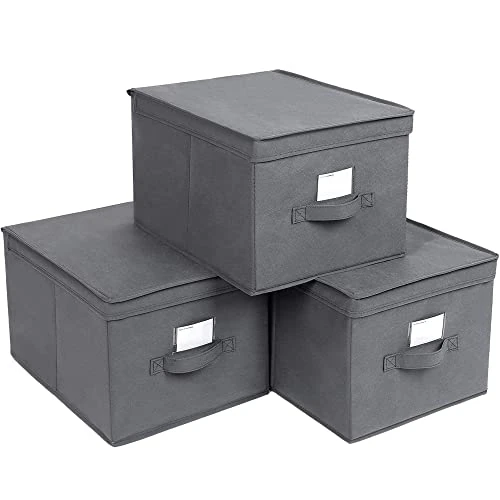 Tijdelijke aanbieding: SONGMICS Vouwdoos met deksel, 3 stuks, Opvouwbare opbergdoos, stoffen doos, 40 x 30 x 25 cm, grijs RFB03G van 21.99 € naar 21.99 € (0.00% korting)