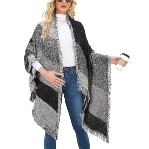 heekpek Scialle Donna Invernale Caldo Moda Nappe Morbido Leggera Sciarpa Lunga Avvolgere Autunno Inverno Scarf Wrap Shawl, nero