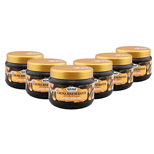 Offre limitée : Milmil Crème régénérante pour cheveux, masque capillaire professionnel, parfum huile d'argan, compresse adoucissante pour tous les types de cheveux, 6 x 500 ml de 13.54 € à 13.54 € (0.0% de remise)
