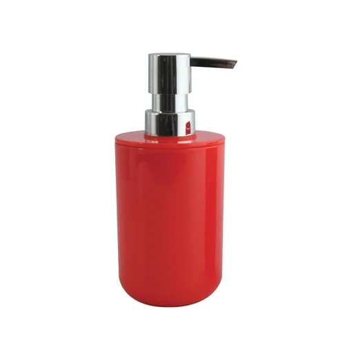 MSV - Dispenser di Sapone INAGUA - Compatibile con Gli Accessori Inagua - Dimensioni Standard - Ø 7 x 18 cm - Rosso - Materiale PS Resistente - Ideale per Il Bagno