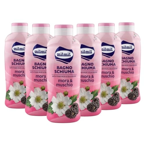 MILMIL Baño Espuma Mora & Musgo 1000 ml Paquete de 6 unidades