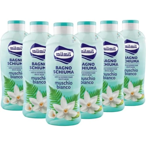 MILMIL Baño Espuma Musgo Blanco 1000 ml Paquete de 6 unidades