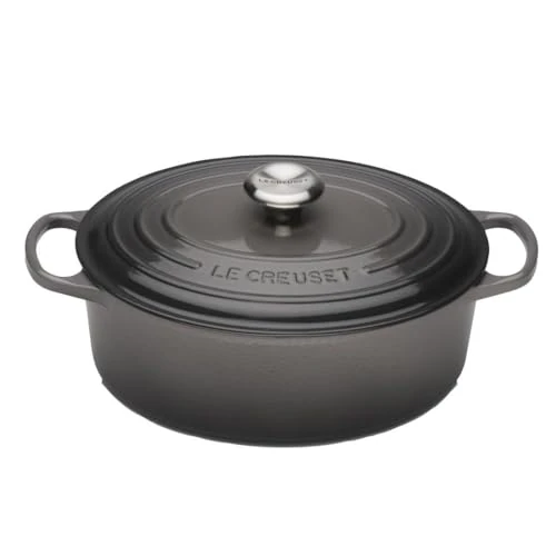 Oferta ograniczona: Le Creuset Signature żeliwna brytfanna z pokrywką, Ø 27 cm, owalna, nadaje się do wszystkich rodzajów kuchenek i indukcyjnych, pojemność: 4,1 l, 4,425 kg, Flint z 1220.84 EUR na 1220.84 EUR (znizka 0%)