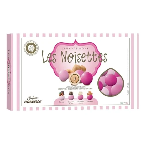 MAXTRIS | Italian Jordan Almonds | LES NOISETTES MIX PINK (4 FLAVOR) | 1 Kg. | 35,7 Oz.