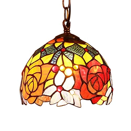 Limitiertes Angebot: Bieye L30127 Rose Flower Tiffany-Stil Glasmalerei Deckenpendelleuchte mit 17 cm breitem Lampenschirm, 100 cm Kette von 89.99 EUR auf 89.99 EUR (Spare 0%)