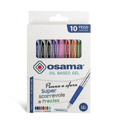 Offre limitee: Osama - Stylo Couleur Gel avec Encre OBG, Set 10 Stylos Colorés - Stylo Bille à Déclic 1.0 mm - Stylo Gel avec Trait Fluide et Précis Idéal pour Papeterie, Loisirs Créatifs et Fourniture Scolaire de 5.49 EUR a 5.49 EUR (economie 0%)