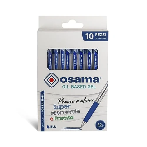 Offre limitée : Osama - Stylo Bille avec Encre OBG, Set 10 Unités, Pointe Fine 1.0 mm à Déclic - Stylos pour Papeterie et Fourniture Scolaire, Bureau et Université - Stylo Gel avec Trait Fluide et Précis, Bleu de 5.49 € à 5.49 € (0.00% de remise)