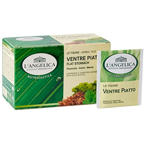 Offerta a tempo: L'Angelica, Tisana Funzionale Ventre Piatto a Base di Finocchio, Anice Stellato e Menta, Tisane contro il Gonfiore Addominale, Vegan, 10 Confezioni da 20 Filtri - 57% da 32.90 € a 14.19 €