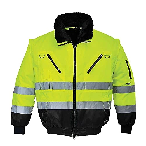 Portwest HI-Vis 3-in-1 Pilot Jacket, Size: L, Colour: Yellow/Black, PJ50YBRL