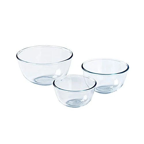 Offre limitee: Pyrex - Lot de 3 Bols/Saladiers - 3 Tailles - Verre Borosilicate - Extrême Résistance - Made in France de 33.86 EUR a 33.86 EUR (economie 0%)