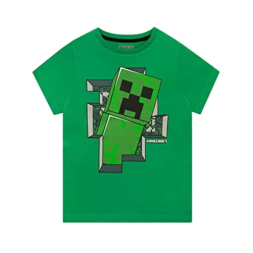 Minecraft T-Shirt Jungen, Grün, 7/8 Jahre(128)