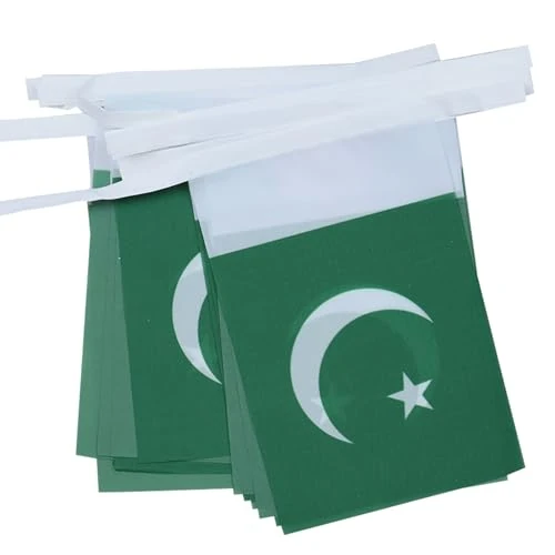 Offerta a tempo: AZ FLAG Ghirlanda 6 Metri 20 Bandiere Pakistan 21x15cm, Bandiera Pakistana 15 x 21 cm - Festone Bandierine - 51% da 15.95 € a 7.79 €