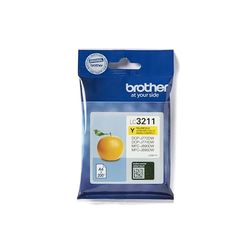 Brother LC3211Y Cartuccia Ink-Jet Originale, Capacità Standard, fino a 200 Pagine, per Stampanti MFCJ491DW / MFCJ497DW / DCPJ572DW / MFCJ890DW, Colore Giallo