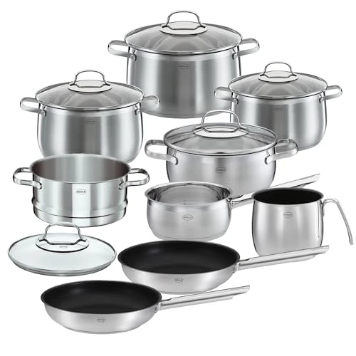 Oferta limitada: Rösle Globe Juego de Ollas de 10 Piezas, 6 Ollas de Calidad, 1 Olla para Cocinar al Vapor, 2 Sartenes en Set, Acero Inoxidable 18/10, con Tapa de Cristal, Aptas para el Lavavajillas y la Inducción de 499.00 EUR a 499.00 EUR (ahorro 0%)