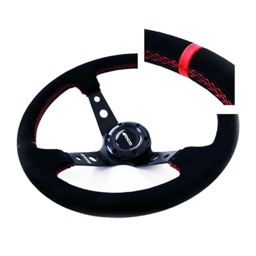 OCC MOTOR SPORT OFFSET STEERING WHEEL TRACK MODEL ALCANTARA WITH BLACK ARMS - 90 MM FULL DISH WHEEL - 350MM (14 INCH)
