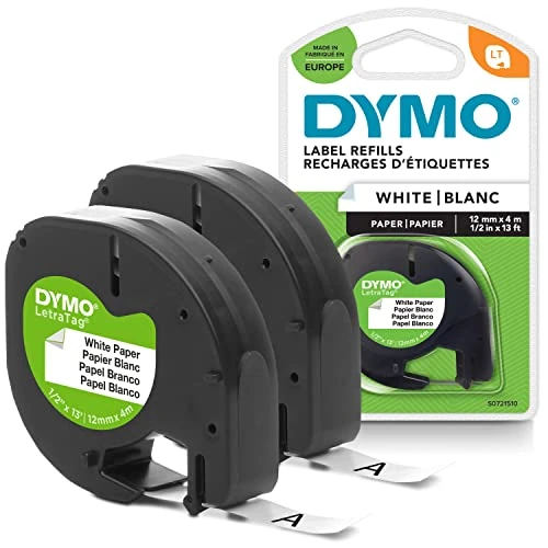 Limited-time offer: DYMO LetraTag Paper Labels | Authentic | 12 mm x 4 m Roll | Black Print on White Labels | Self-Adhesive Multipurpose Labels for LetraTag Label Makers | 2 Count from 11.33 £ to 9.59 £ (save 15%)