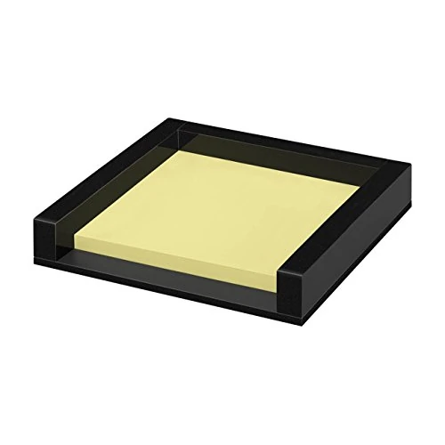 Wedo 631801 pudełko na karteczki Black Office ze szkła akrylowego, 50 arkuszy karteczek samoprzylepnych, gumowe nóżki 76 x 76 mm, w kartonie prezentowym, czarne