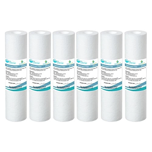 Offerta a tempo: 6x AquaHouse 10" Cartuccia filtro acqua per sedimenti per osmosi inversa, palo alimentato ad acqua e filtrazione di particelle, per contenitori di filtro standard da 10" - 5 micron - 0.00% da 20.95 € a 20.95 €