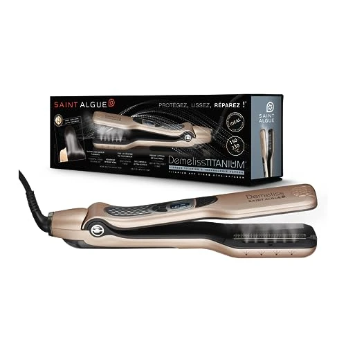 Tijdelijke aanbieding: Demeliss SAINT ALGUE - Stoomstijltang TITANIUM - Zwevende platen, Titanium coating - Ultra-krachtige Stoom - Geïntegreerd reservoir XL 40 ml - Afneembare Kam - Alle Haartypes van 65.49 € naar 65.49 € (0.00% korting)