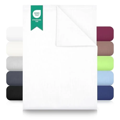 Limited-time offer: GREEN MARK Textilien Classic Flat Sheet Cotton - 100% Cotton Flat Sheet, No Elastic, Soft, Breathable, Easy Care – White – 240 x 275 cm from 15.61 GBP to 15.61 GBP (save 0%)