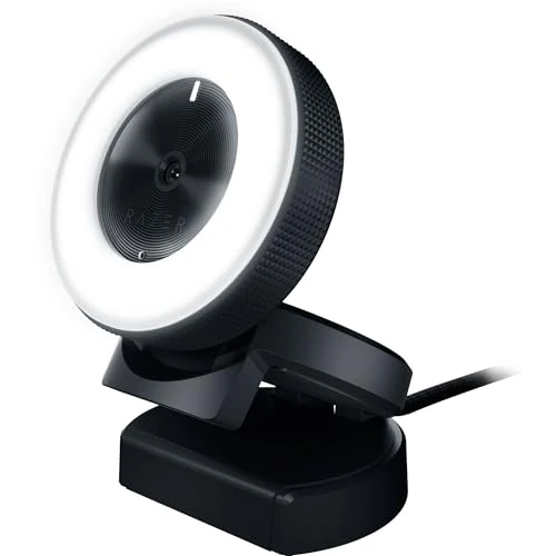 Offerta a tempo: Razer Kiyo - Fotocamera di trasmissione con anello di luce (fotocamera web USB, video HD 720p, 60 FPS, compatibile con Open Broadcaster Sofware, Xsplit, autofocus, connessione per treppiede) Nero - 74% da 109.99 € a 28.50 €