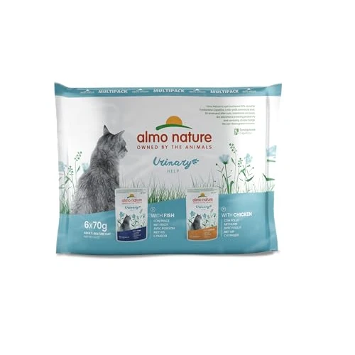 Offerta a tempo: Almo Nature Functional Urinary Help - Cibo Umido per Gatti Adulti Gusto Pesce e Pollo - Supporto per il Benessere delle Vie Urinarie - 6 Buste da 70g - 20% da 5.49 € a 4.39 €