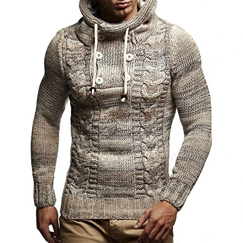 Offre limitee: LEIF NELSON Herren Pullover Hoodie Kapuzenpullover Strickpullover Longsleeve Sweater Sweatshirt Pulli LN20227, Beige,Medium de 69.99 EUR a 49.99 EUR (economie 29%)