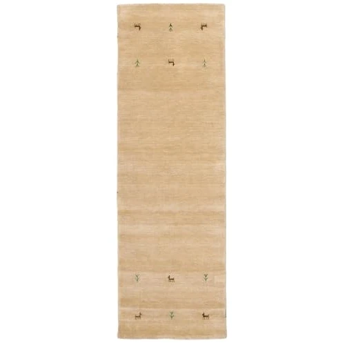 RugVista Gabbeh Loom Two Lines, Alfombra, Gabbeh, 250 x 80 cm, Rectangular, Pelo Medio, Sala de Estar, Comedor, Dormitorio, Pasillo, Limpieza en seco, Certificado Care & Fair, Beige