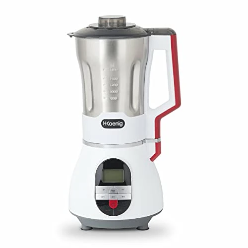H.Koenig Soup Maker Blender MXC36, 1.7L, Stainless Steel Bowl, Blender, 2 Various Cooking Programs Soup/Crush Ice Cream, Cream, 3 Pulse Speeds, Powerful 900W, Heats up to 100°C, White